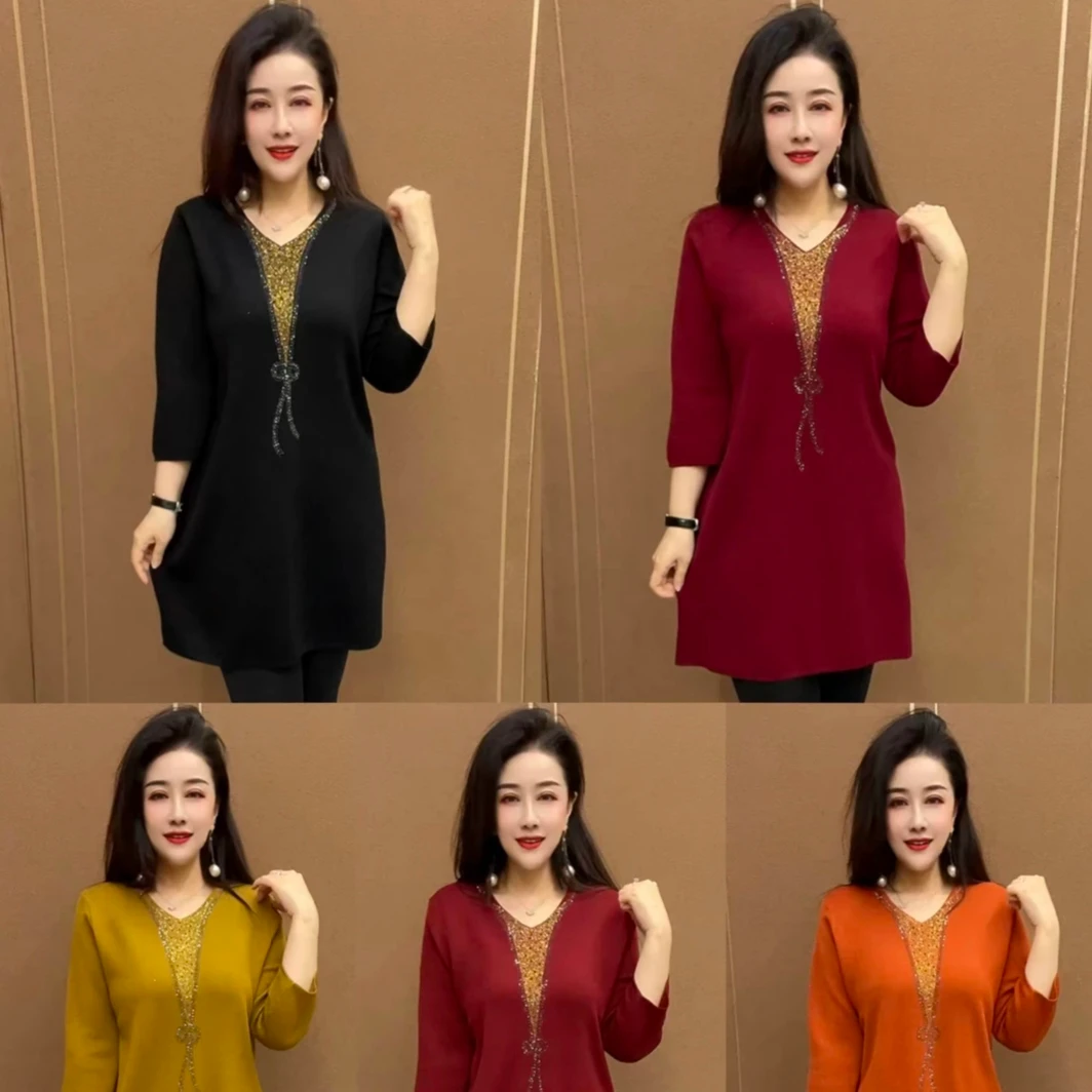 时尚显瘦中长款大码针织衫