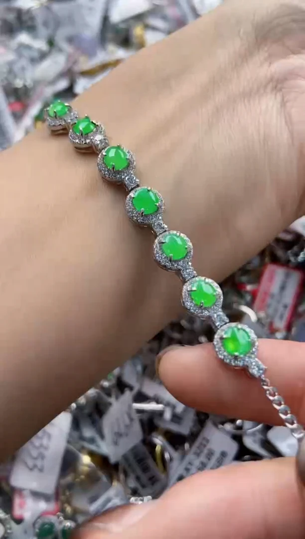 银S925镶嵌戒指翡翠7777----8