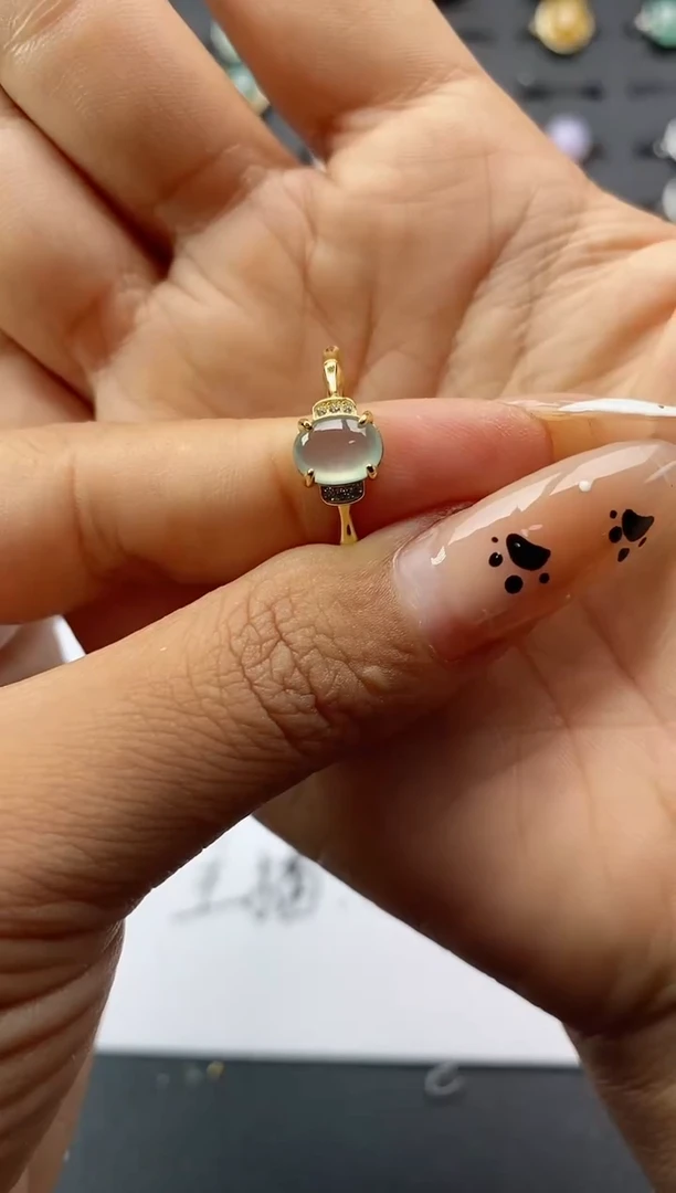 翡翠戒指银S925镶嵌.