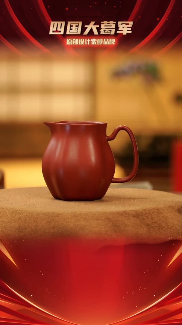 【闪购商品】紫砂茶宠朱泥描金公道杯