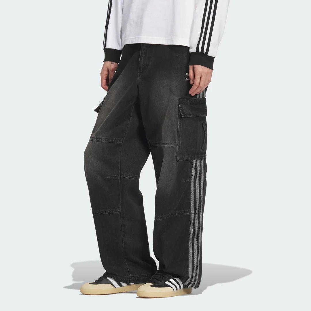 adidas/阿迪达斯三叶草男子纯棉复古水洗宽松直筒运动长裤-KS5978