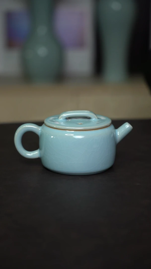 杯子瓷天青汉瓦壶微瑕