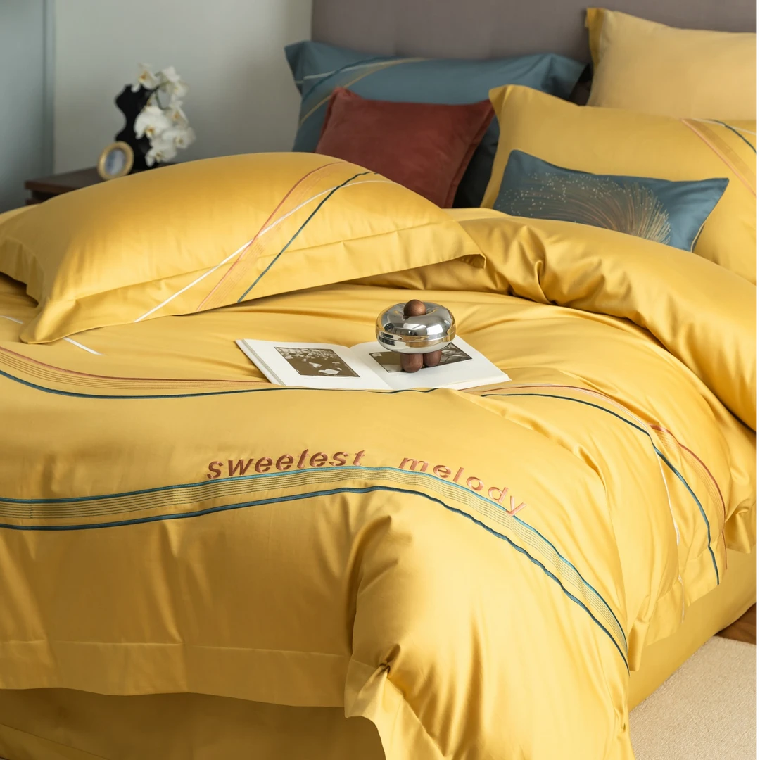 100S双股轻奢数码印花四件套床品-时光（白点瑕疵 可洗干净）