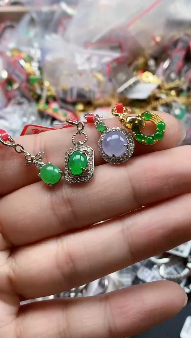 银S925镶嵌戒指翡翠天然A货缅甸翡翠