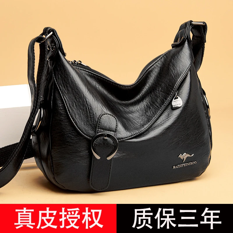 真皮时尚百搭简约软皮女包斜挎包休闲中老年妈妈包大容量单肩包包