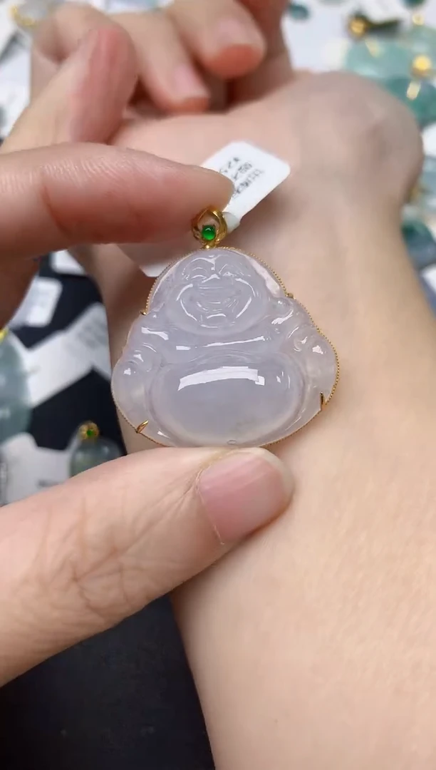 颈饰18K金镶嵌翡翠天然缅甸A货翡翠