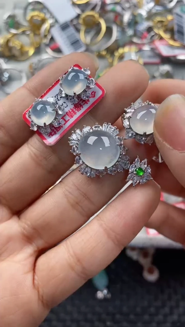 银S925镶嵌戒指翡翠666---5