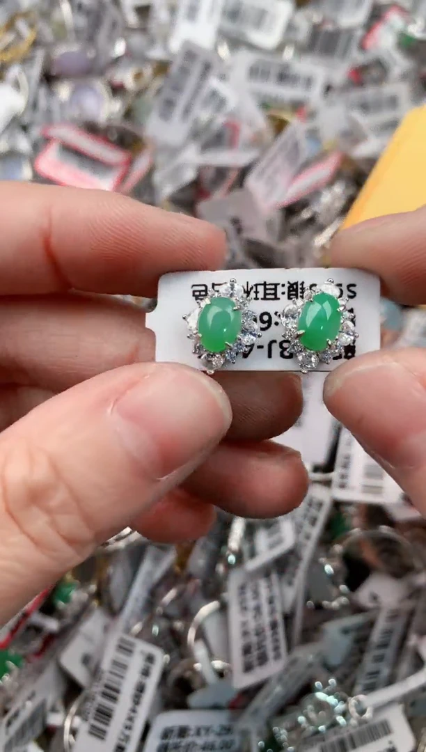 银S925镶嵌戒指翡翠12        1