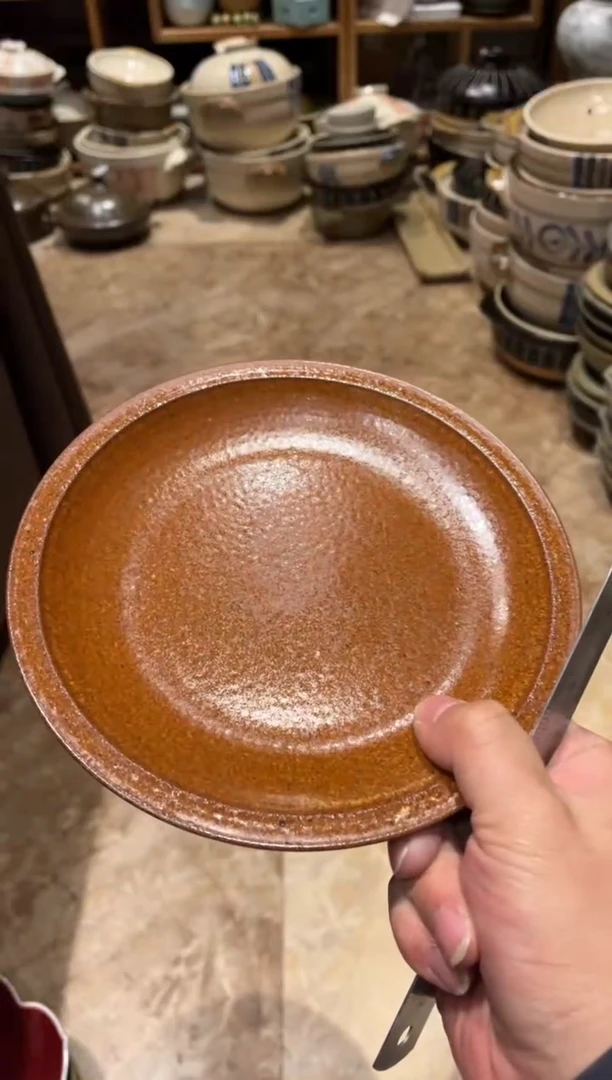 【闪购商品】瓷片827 紫砂平沿菜盘1个