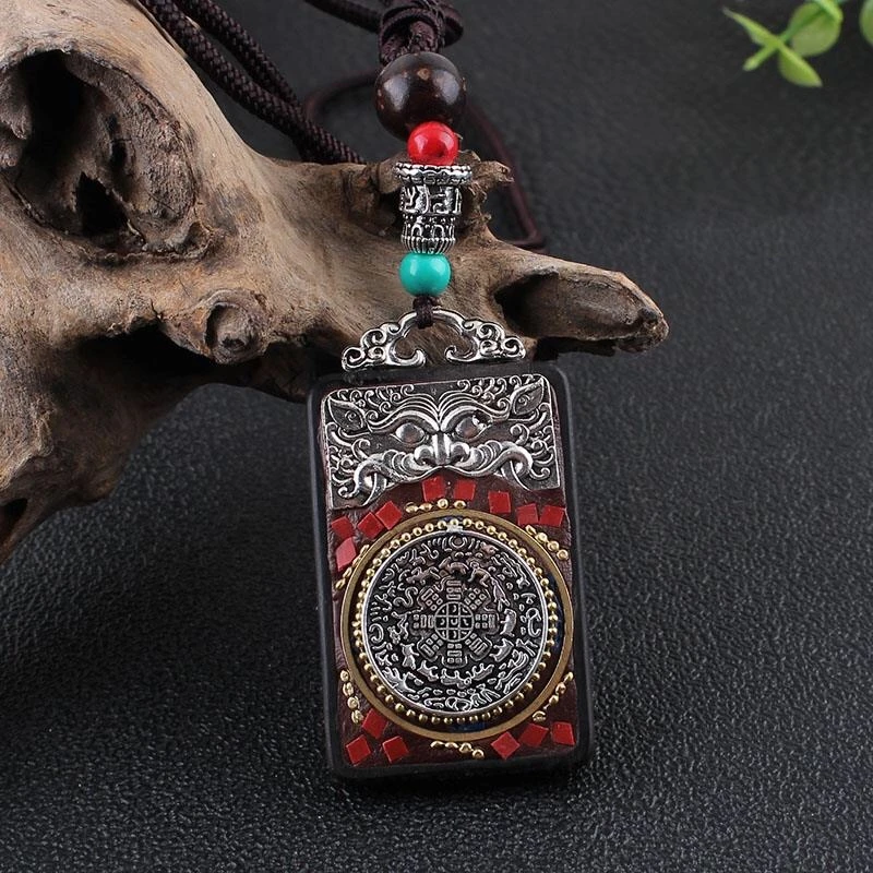 黑檀木八卦牌子吊坠