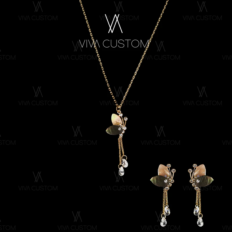 925银合成锆石耳饰 小众设计系列 优雅灵动仙子蝴蝶套装