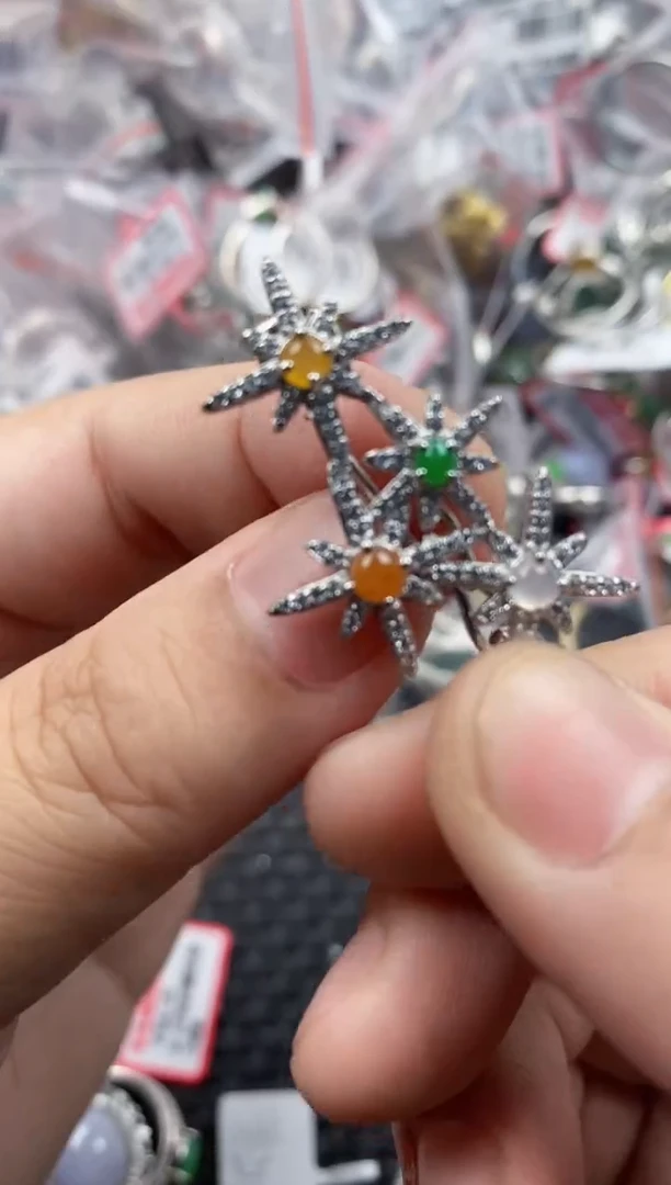 银S925镶嵌戒指翡翠22222   2