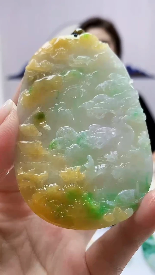 定制翡翠未镶嵌4829ms-毛货56山水
