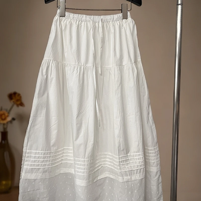 韩国东大门 -腰抽绳白色半裙