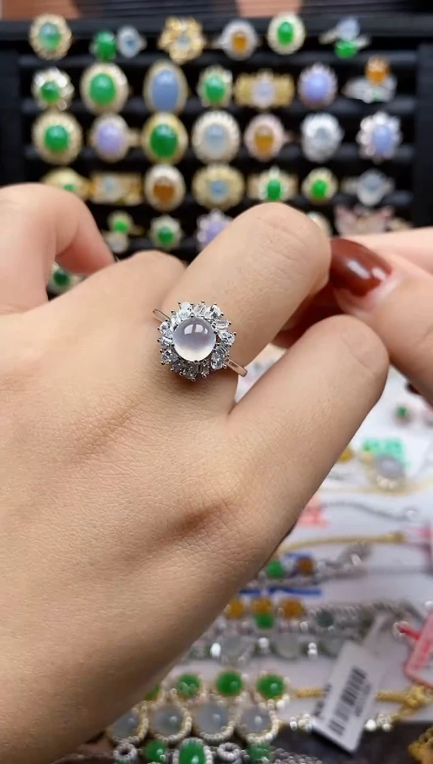 银S925镶嵌戒指翡翠7726