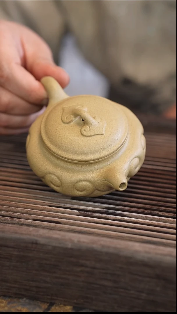 茶壶紫砂如意仿古 本绿 半手工 180cc