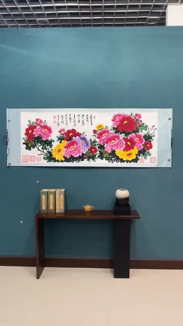 国画《小六尺牡丹》70*200厘米卷轴软裱