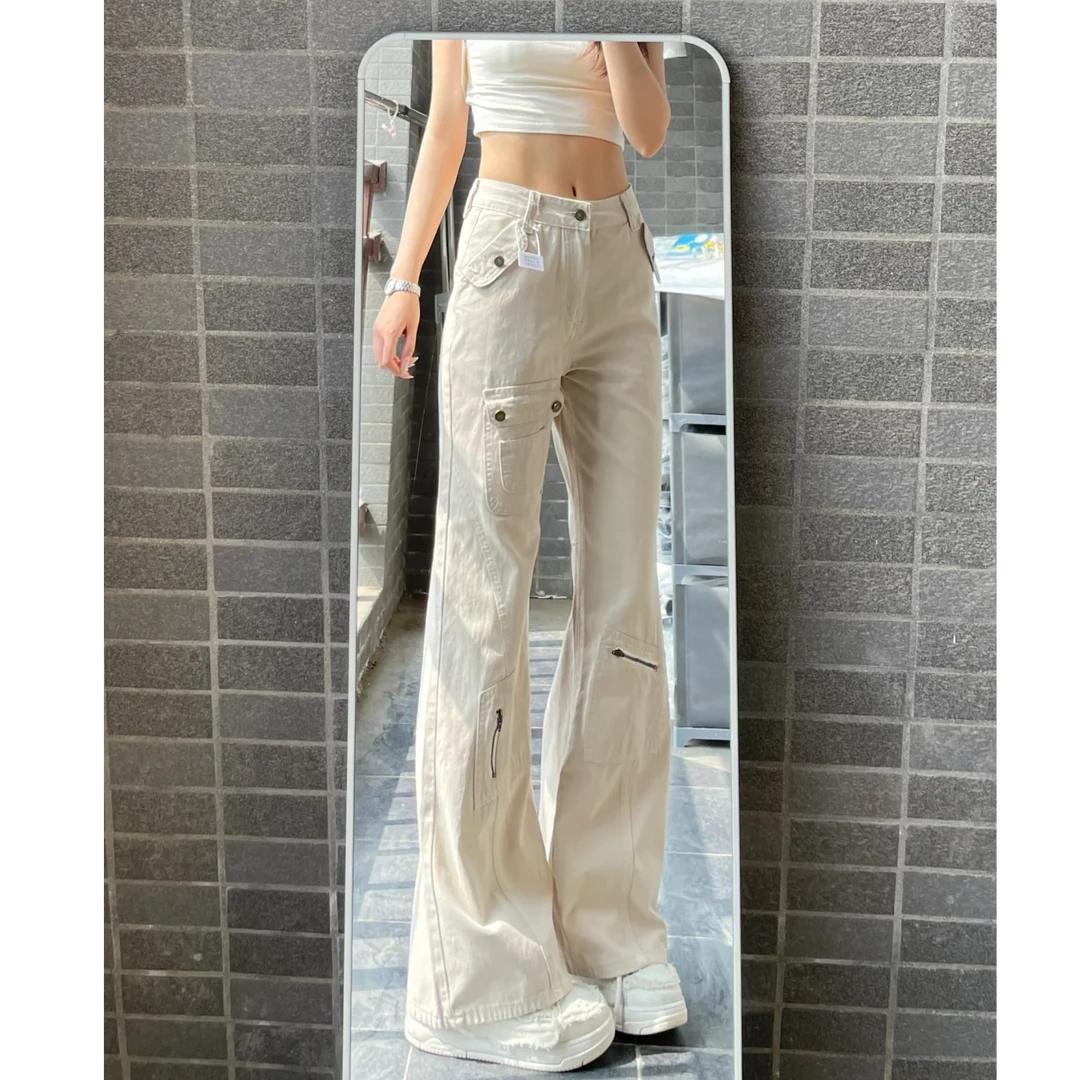 美式设计感高腰阔腿牛仔裤女款爆款2025新款工装裤TZQ120454