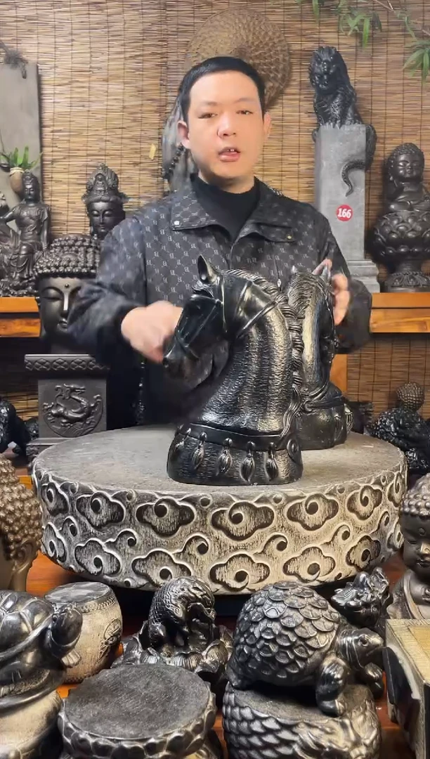 石材30马头天然青石雕刻