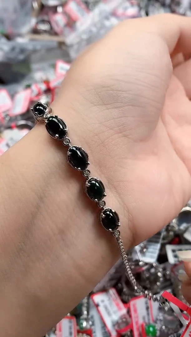 银S925镶嵌戒指翡翠天然A货缅甸翡翠