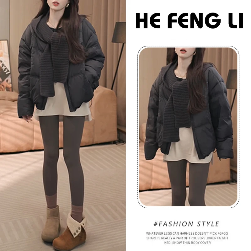 韩版时尚高级感纯色百搭棉服女2025冬季新款小众洋气圆领显瘦外套