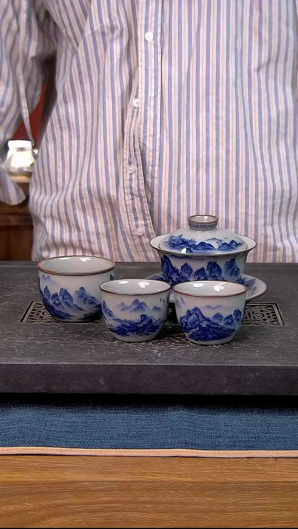 简装家用款4件套 老陶泥开片纹陶瓷茶具