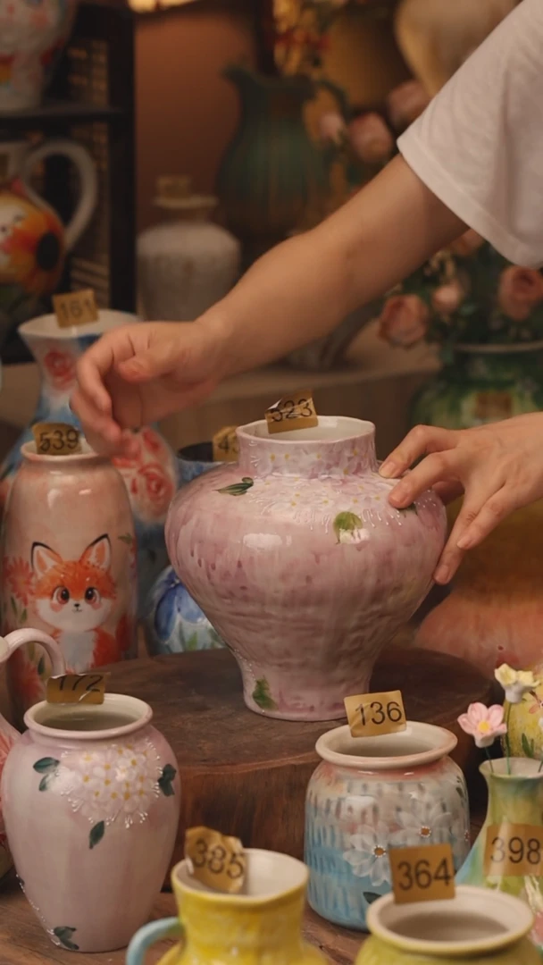 陶瓷523景德镇设计师手作花器摆件侘寂风