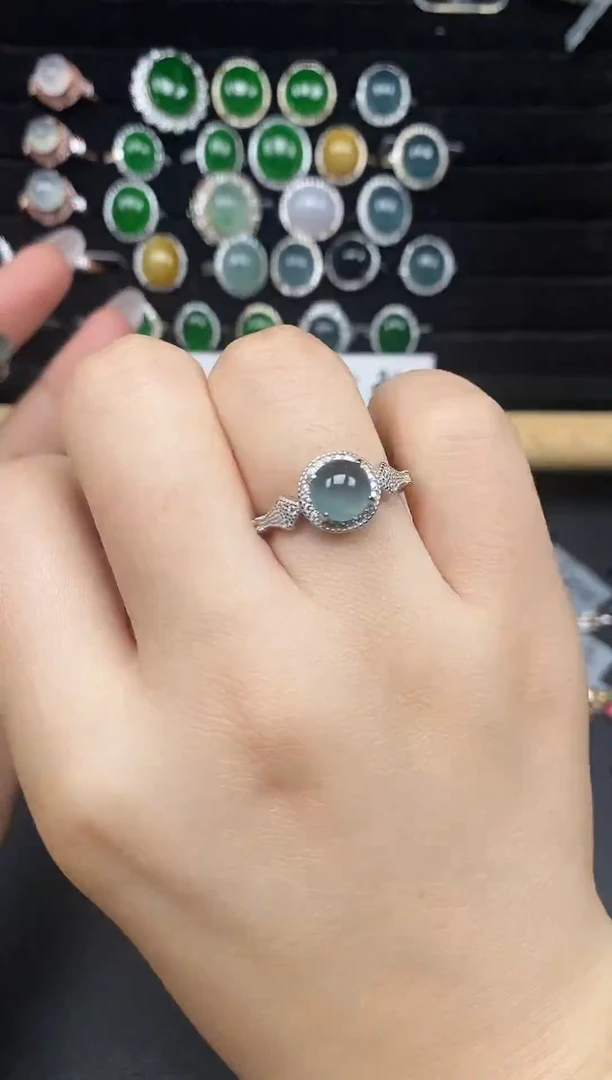 银S925镶嵌戒指翡翠8735