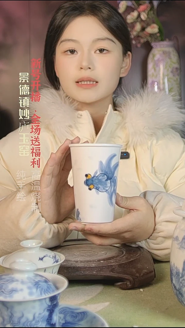 盘陶妙庐玉窑可乐杯微瑕