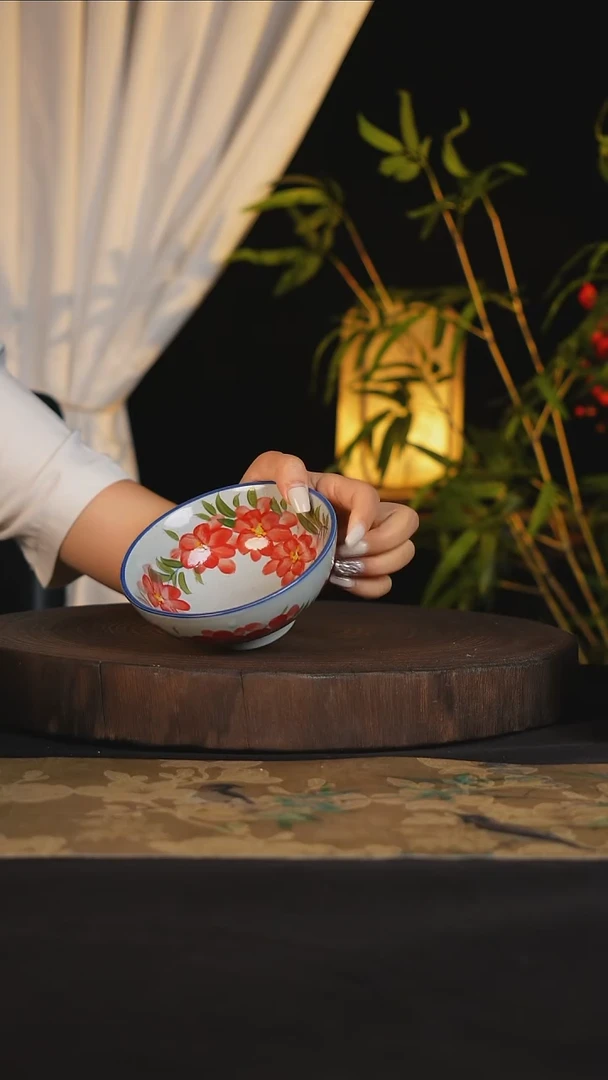 碗景德镇手工手绘高温釉下彩可进蒸箱烤箱微波炉洗碗机