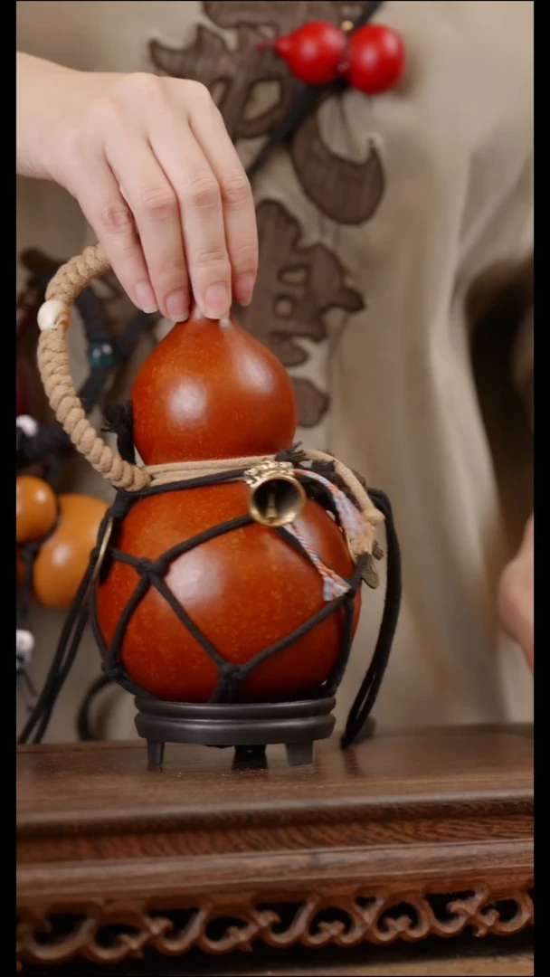 113号精品天然大漆工艺防渗内胆酒葫芦~