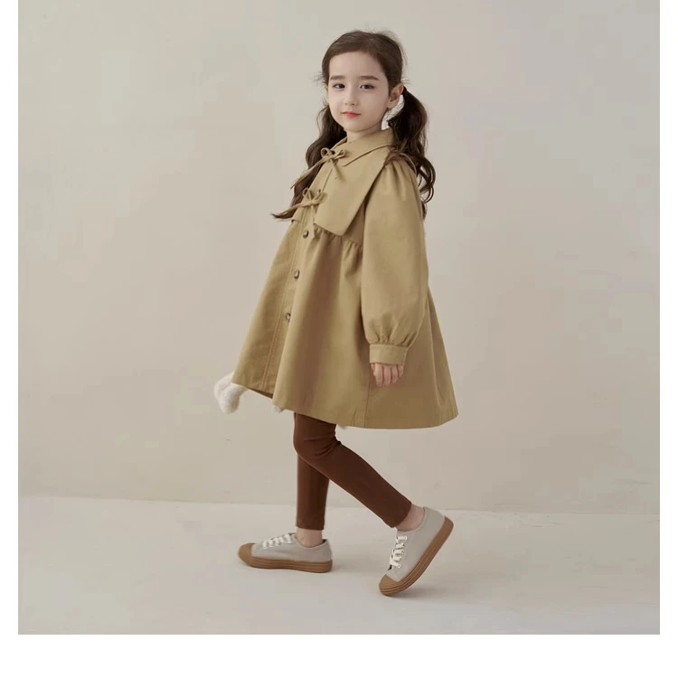 女童风衣2025春秋新款儿童时尚英伦风中长款外套宝宝百搭洋气衣服