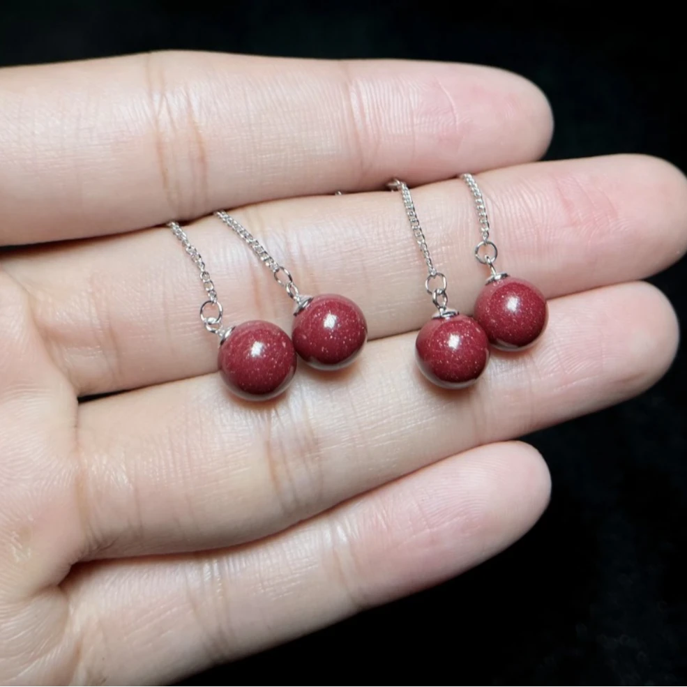 含辰砂工艺品石惑珠宝+朱砂耳坠-圆珠/多样性发一