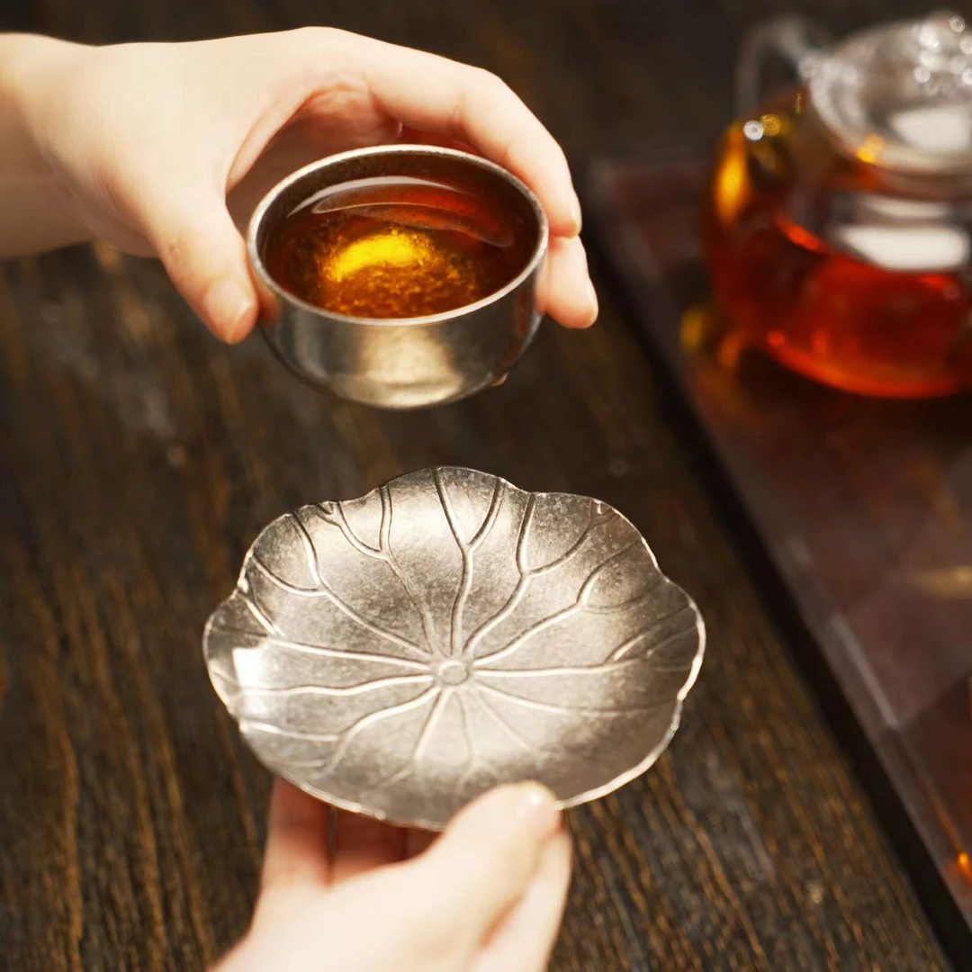 纯钛荷叶杯托1个（随机色）