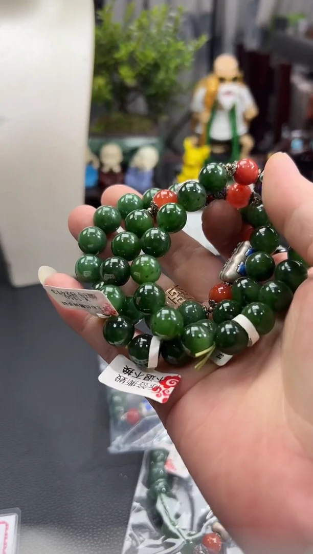 手链足银镶嵌和田玉 B2413 多样性发其一