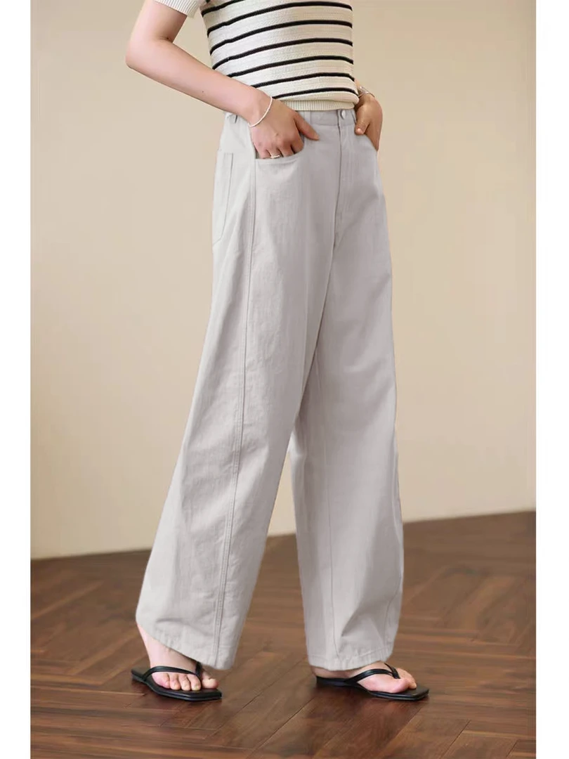 【小茵专属】有运费补贴 牛仔裤女爆款2025新款宽松阔腿裤弯刀裤579