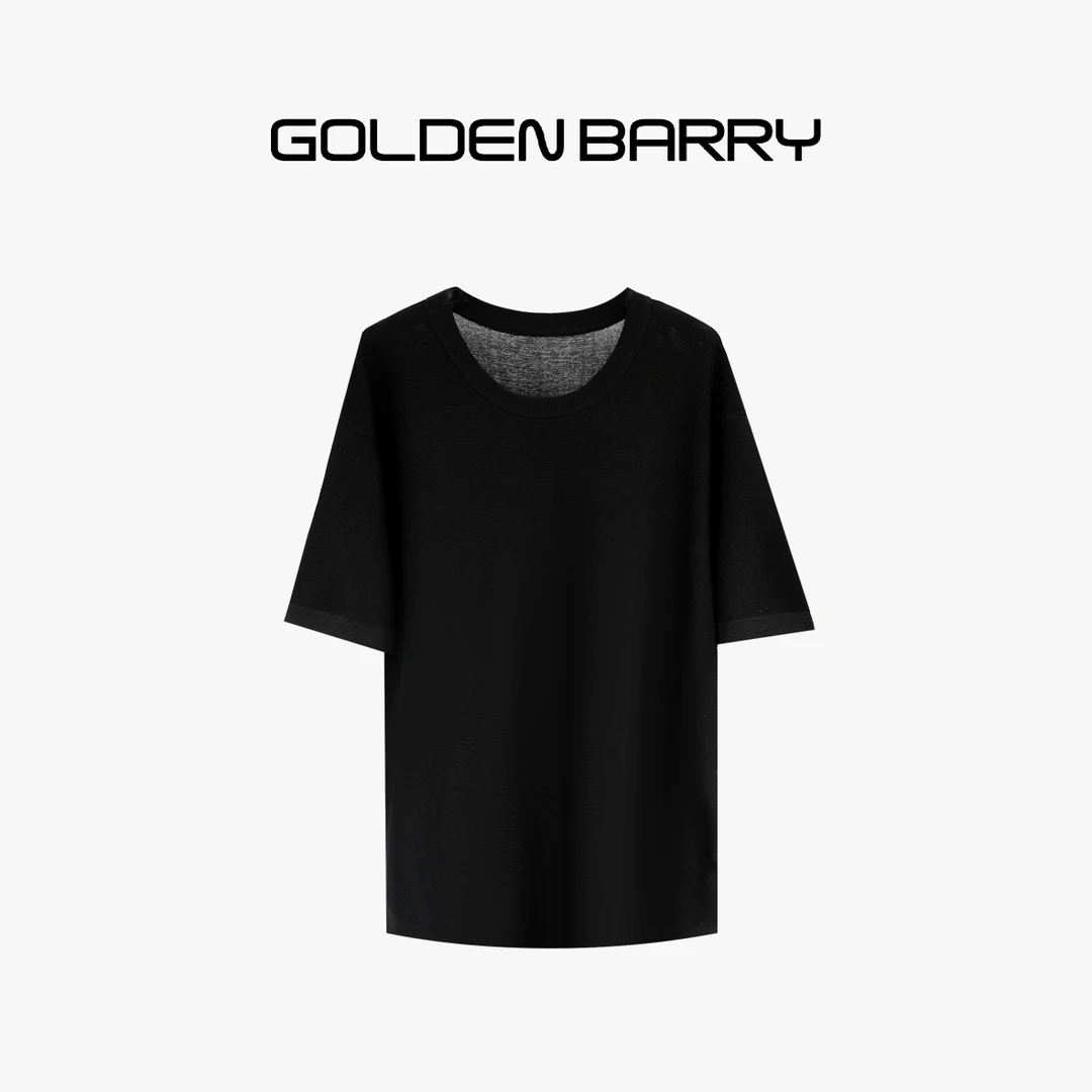 GOLDENBARRY|246407男装圆领阶梯提花针织短袖