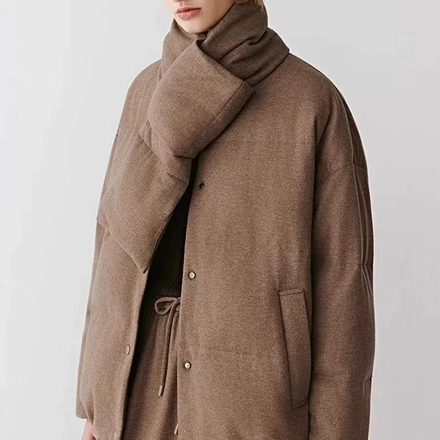 禾同款~牦牛绒羊毛混纺面料充绒羽绒服保暖外套