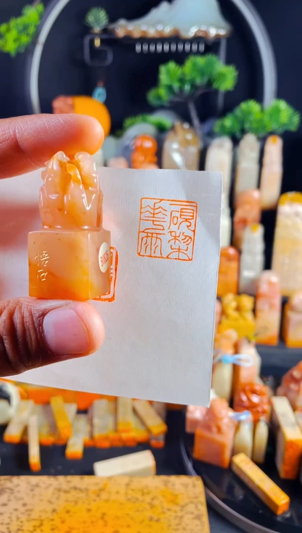老挝石印石手工篆刻《一砚梨花雨》