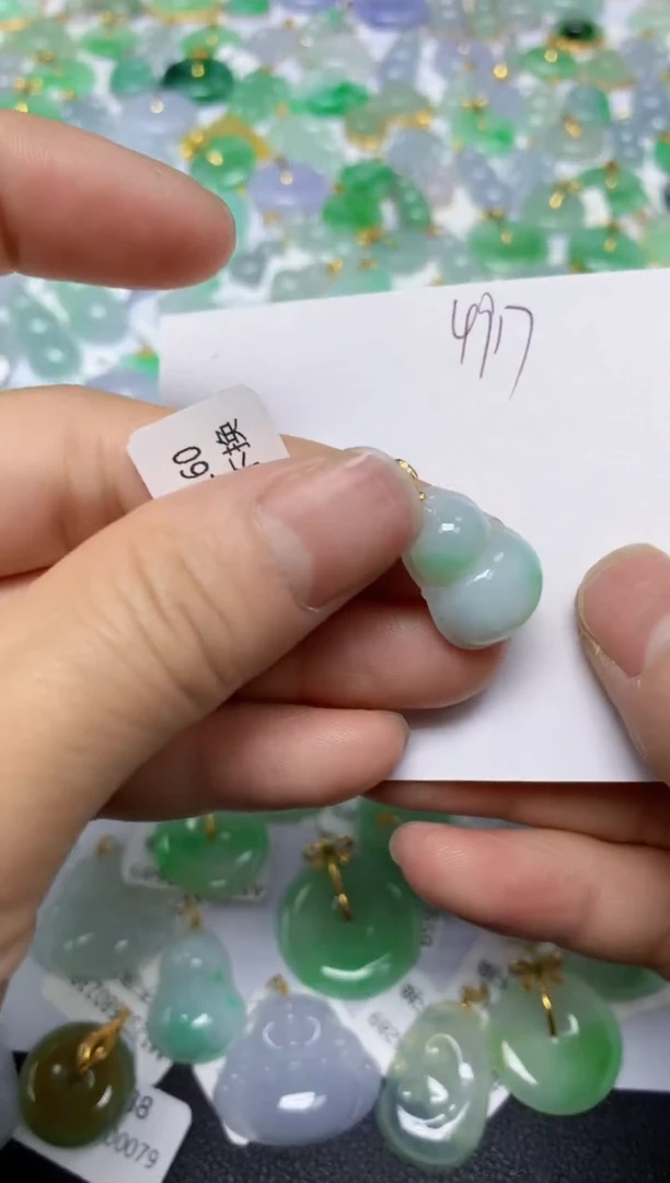 【闪购商品】翡翠挂件18K金镶嵌 天然翡翠A货