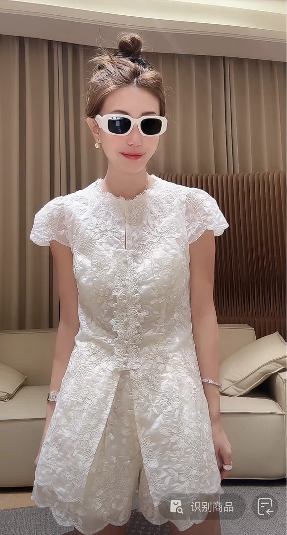 DEDM•STUDIO/气质静奢高级感绣花排扣上衣+短裤套装2504TZ/69073