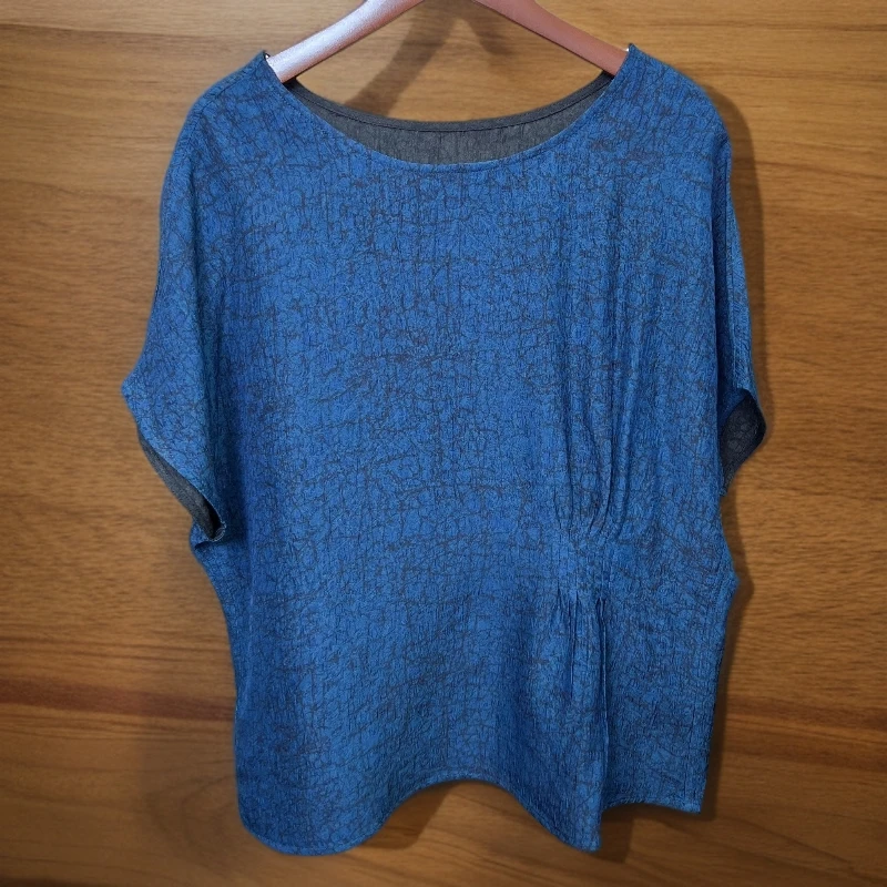 595【云锦坊】新款设计师重磅龟纹灌乐皱捏皱时尚圆领双面穿上衣