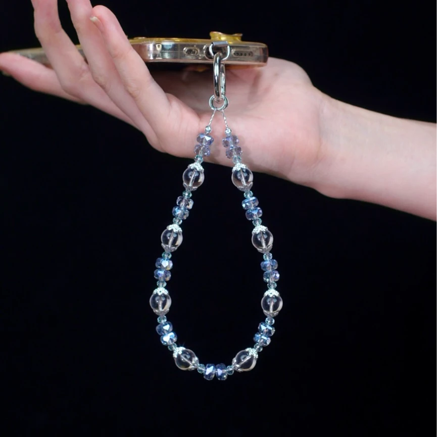 XX282【蓝眼泪】手机链挂饰奢华高级水晶珠子手链条防丢挂饰