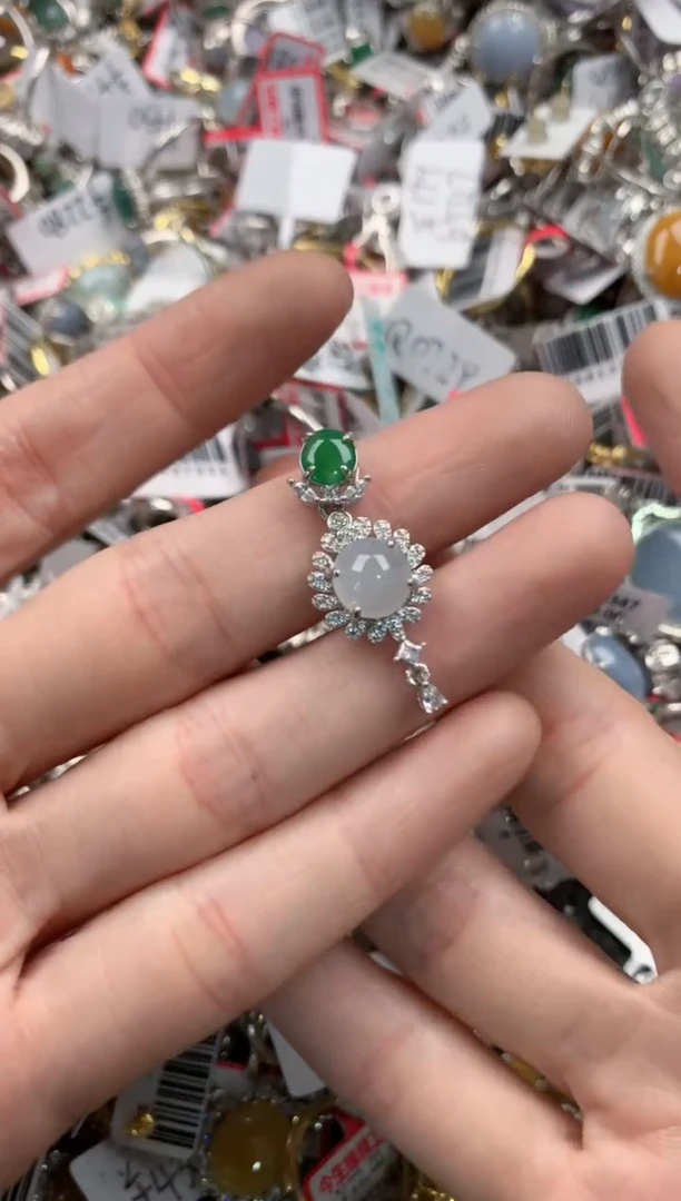 银S925镶嵌戒指翡翠12-12-12  5