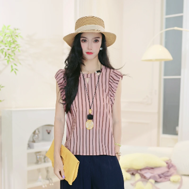 2025新款飞飞袖通勤薄款荷叶边衬衫显瘦设计感小众拼接小衫女