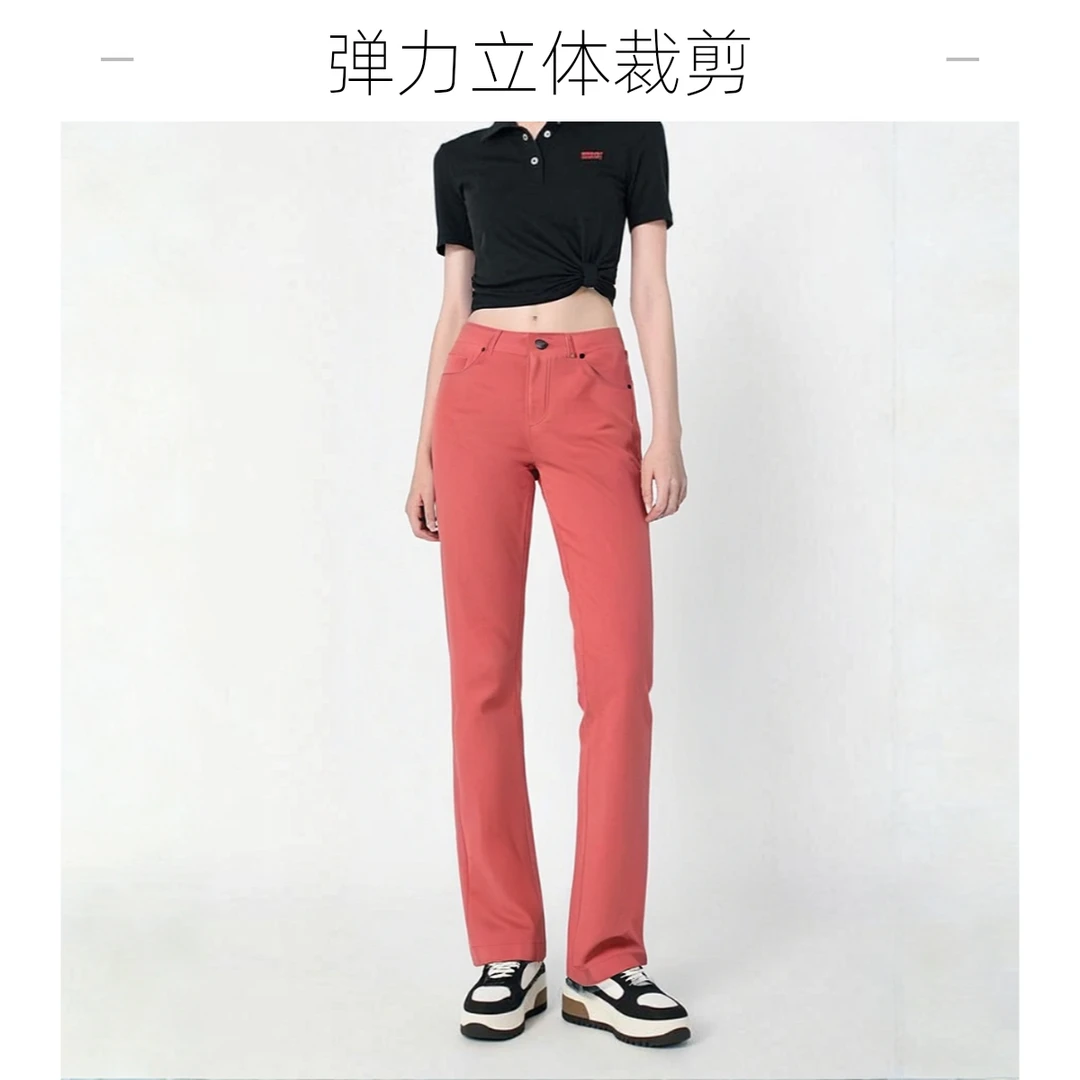 撤柜秋季直筒休闲风印染微弹自然腰牛仔裤透气女款长裤休闲裤G021