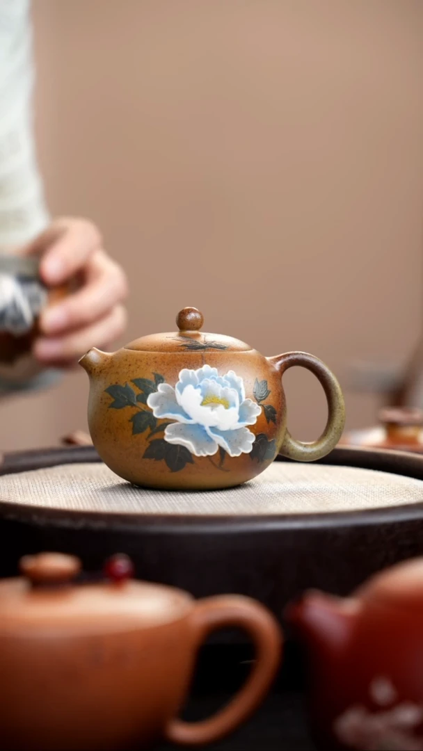 茶壶紫砂柴烧白牡丹河豚西施