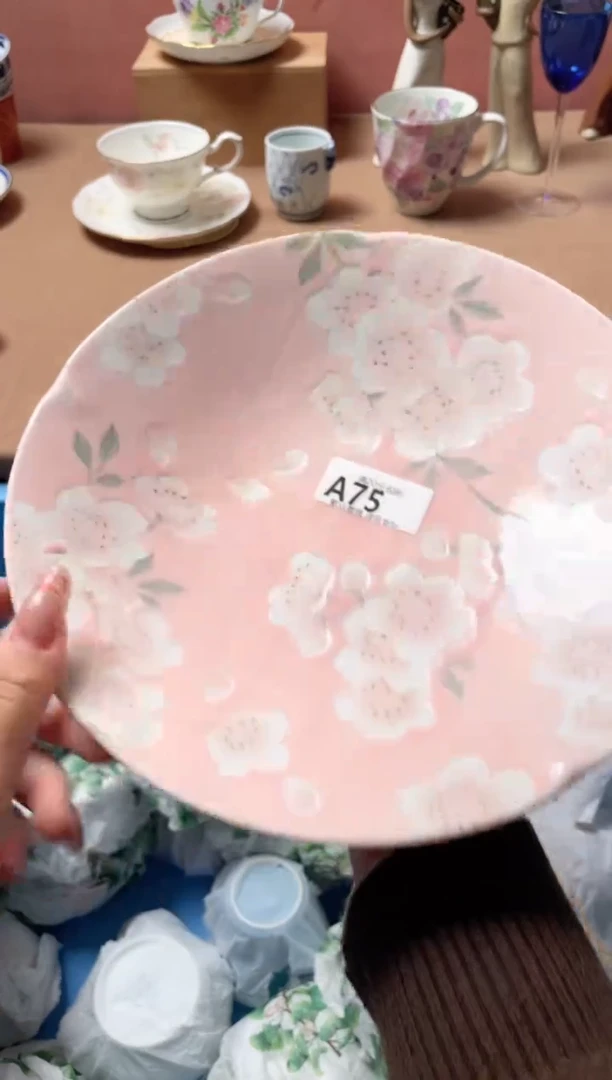 瓷片有古窑全粉色樱花盘