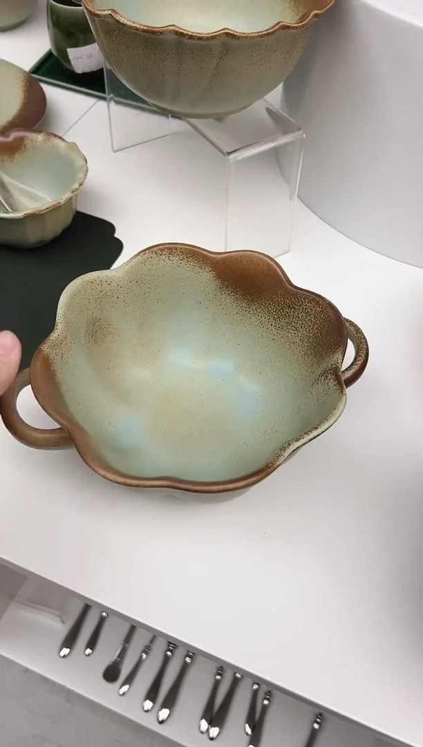 福利款 素泥蓝 双耳碗