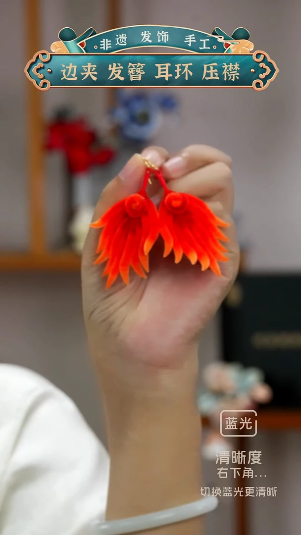 非金属布艺孤品耳环 胖绒